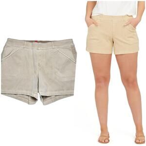 Spanx | Women | Stretch Twill Almond Khaki 5 Inch Pull On Short Shorts | Size XL